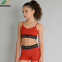 Tenue d'entraînement personnalisée avec logo, haut court et short de sport rouge pour enfants, vêtements de sport pour club de danse