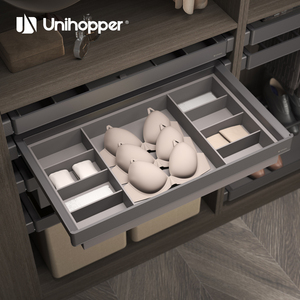 Organizador de Ropa Moderno con Cajón Extraíble de Aluminio UNIHOPPER MONIKA2.0, Cesta de Cuero para Guardar Ropa Interior en el Armario - Product Image 3