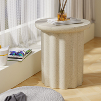 Wabi Sabi Stein-Beistelltisch Rund Outdoor Luxus Nordisches Sofa-Möbelset Moderner Beistelltisch Couchtisch Akzenttisch für Wohnzimmer