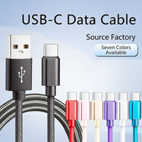 Câble de données USB Type-C 3A à charge rapide, 1m, 2m, 3m, plusieurs couleurs, gaine en nylon tressé, conducteur en cuivre pur pour ordinateur et écouteurs
