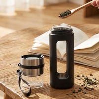 Bouteille d'eau en verre à double paroi isolée CHUFENG 400 ml, anti-fuite, avec infuseur, pour les voyages, le bureau, les affaires, écologique
