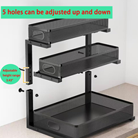 Estante Metálico de 3 Niveles para Gabinete, Extraíble, Ajustable en Altura, para Cocina o Baño, Organizador Deslizable Debajo del Fregadero