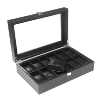 Boîte de rangement pour montres en cuir PU à 6/10/12 emplacements pour montres classiques et montres pour hommes avec coussinets amovibles et couvercle transparent