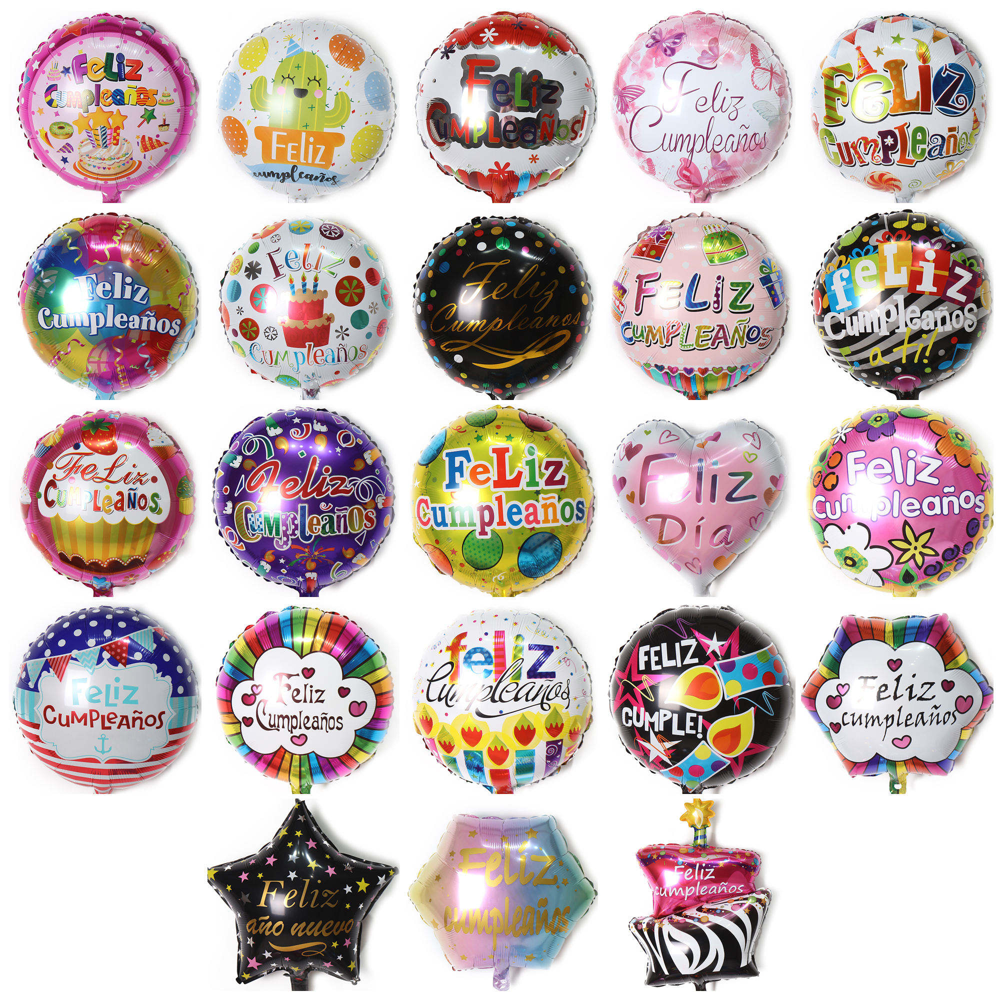 Wholesale 18 Inch Spanish Happy Birthday Printing Foil Balloon Feliz Cumpleanos Balloons for Birthday Party Decoration Globos