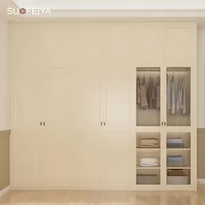 Hotel Nordic Bedroom Storage Cupboard Beige OAK Wood Wardrobe Cabinet Closet System Set