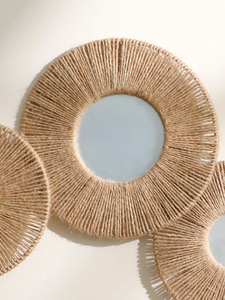 <span class=keywords><strong>Espejo</strong></span> de pared redondo, Espejos decorativos colgantes con <span class=keywords><strong>cuerda</strong></span> de cáñamo tejida, espejos bohemios para decoración de pared, dormitorio, sala de estar y baño - Product Image 4