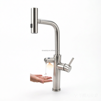 Robinet de savon multifonctionnel 2-en-1 Shuaiziqi à capteur pour cuisine et salle de bain avec affichage LED de la température et fonction sans contact