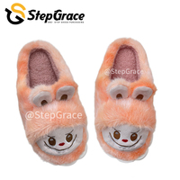 Pantoufles d'hiver StepGrace, pantoufles épaisses personnalisées, pantoufles en fausse fourrure thermique Labubu pour femmes