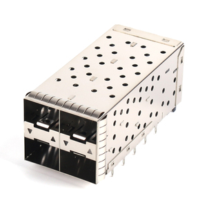 Connecteur de cage de port à fibre <span class=keywords><strong>optique</strong></span> empilable SFP SFP+ 2X5 ASSY avec joint EMI métallique et tubes optiques - Product Image 5