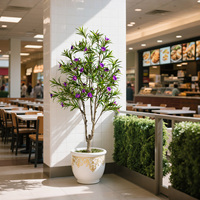 Décoration de maison et de bureau de style naturel, plante artificielle au toucher réel avec pot en plastique vert, fleurs et feuilles artificielles en PVC pour les mariages