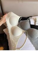 Soutien-gorge push-up sans armatures côtelé sans couture, bordure en dentelle, fines bretelles réglables, doux et confortable pour femme, vente en gros d'usine, personnalisable OEM