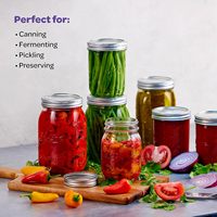 Bocaux Mason à large bouche avec couvercles hermétiques, 32 oz, paquet de 12 bocaux en verre pour la fermentation, le décapage, la préparation des repas, l'avoine pendant la nuit