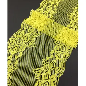 의류 패션 재봉 액세서리 18cm 노란색 반짝이 탄성 레이스 트림 7 인치