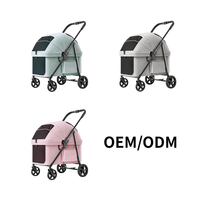 Poussette pour chien pliable légère à 4 roues, chariot pour animaux de compagnie en tissu Oxford respirant et durable, conçue pour une utilisation en extérieur, compatible avec les voitures
