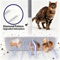 Serpillère plate électrostatique manuelle rotative à 360° avec tampon en microfibre et base en nid d'abeille 3D pour l'élimination des poils d'animaux et de la poussière à la maison