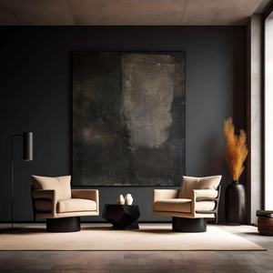 Peinture sur toile minimaliste, nature morte, peinte à la main, abstraite, neutre, décoration murale, art abstrait texturé, peinture à l'huile encadrée - Product Image 2