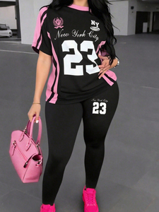 Ensemble <span class=keywords><strong>short</strong></span> et haut à manches courtes pour <span class=keywords><strong>femme</strong></span>, imprimé, style sportif numérique, décontracté, été - Product Image 6