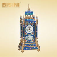 Horloge de Table cloisonnée à pavillon rond de luxe avec pendule de Style classique coloré exquis motifs floraux horloge de bureau en émail