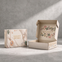 Boîte d'expédition ondulée blanc nuage avec imprimé floral vintage, idéale pour bijoux, bagues, colliers – Boîte postale pour boutiques et entreprises