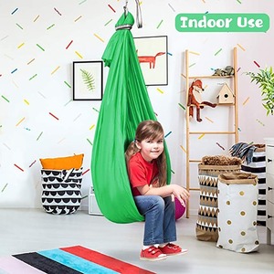 Children's Elastic <b>Hammock</b> Swing <b>Indoor</b> Outdoor Sensory Soft Yoga Product 18kg Load Green Polyester Cotton Unisex - Product Image 2