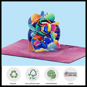 Chizikon High Quality Space Astronaut Graphics Pop-up 3d Holiday Gift Cards