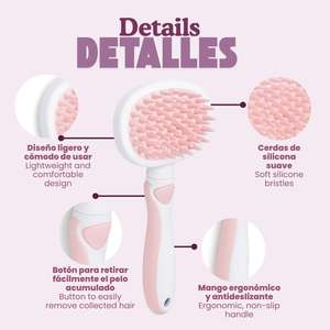 Pettine massaggiante in morbido silicone per cani e gatti, rosa, blu, verde, grigio, 19,5 cm x 9,2 cm - Product Image 5