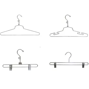 China Factory Cheap Wire Clothes Hanger Anti-rust and Durable Pants Hanger Metal Chrome Hanger with Clips