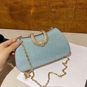 Hot Fashion Solid Rhinestone Sparkling Waterproof Lightweight Women's Chain Shoulder Vintage <b>Clutch</b> <b>Bag</b> Rhinestone Evening <b>Bag</b> - Product Image 2