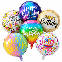 Joyeux Anniversaire - Ballon Rond en Aluminium de 18 Pouces - Décoration de Fête - Fournitures pour Enfants - Vente en Gros - Cadeau Gonflable Nouveauté - Célébration
