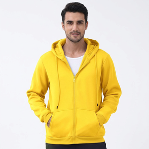 Sudadera con capucha lisa con cremallera para hombre y mujer, 100% algodón, con cremallera, para invierno, de corte holgado, de terciopelo, cortavientos, al por mayor, estilo urbano. - Product Image 1