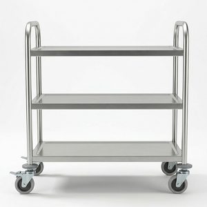 Chariot de service en acier inoxydable à roulettes, 2/3 niveaux, idéal pour la restauration, la cuisine, les restaurants et les hôtels - Vente chaude - Product Image 3