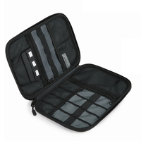 Grande trousse de rangement électronique de voyage, sac de rangement portable pour accessoires technologiques, noir, organiseur technique fin