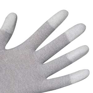 ถุงมือป้องกันไฟฟ้าสถิตย์สำหรับห้องคลีนรูม 13G 15G ผลิตจากไนลอนคาร์บอนเคลือบ PU นำไฟฟ้า สำหรับ PCB เซมิคอนดักเตอร์ เวียดนาม - Product Image 4