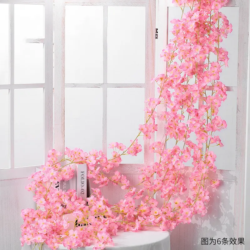 Seide Kirsche Blume Reben Girlande hängen rosa künstliche Kirschblüten Reben 180cm für Party Dekor