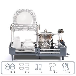BX Kitchen Cutlery Tabletop Multi-purpose Non-Folding <strong>Microwave</strong> Oven Compatible Dish <strong>Storage</strong> &amp; Drain Rack with Wheels Metal &amp; PP - Product Image 4