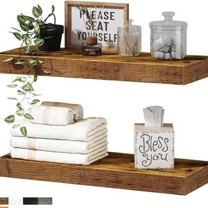 Wooden <b>Wall</b> <b>Mounted</b> Storage Rack Solid Wood Rectangle <b>Shelf</b> Multipurpose Kitchen Bathroom Organizer - Product Image 1