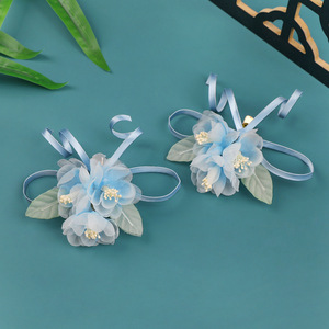 26 Summer Original Design Antique Style Handmade Silk <b>Flower</b> Blue Anti-Gravity Hair Clip <b>Sweet</b> Makeup Styling Perforated <b>Flower</b> - Product Image 2