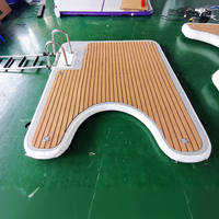 Plateforme de natation gonflable en mousse de teck PVC, point en forme de U, plate-forme flottante avec échelle, île gonflable, plate-forme d'eau flottante