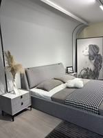 Lit en tissu sur mesure haut de gamme, mobilier de chambre à coucher, villa de luxe, lit king size, mobilier de chambre minimaliste pour hôtel