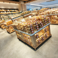 Vitrine de présentation personnalisée pour boulangerie, étagères en bois à plusieurs niveaux, présentoirs pour gâteaux, pain et produits de boulangerie