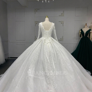 Jancember ANY40 Royal Ivory Deep V-cuello Puffy vestido de baile para mujer vestidos de novia - Product Image 4