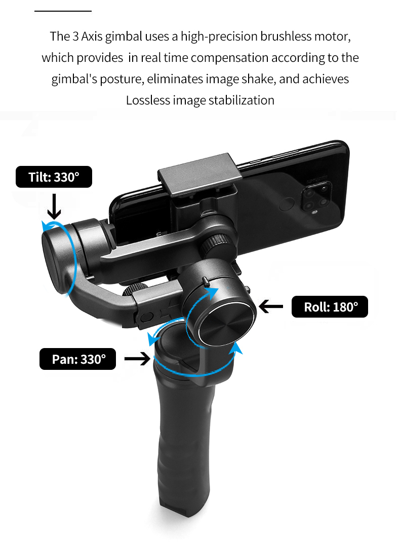 Portable 3-Axis Handheld Gimbal Stabilizer – Smart Camera & Video Stabilizer for Photography - View 3