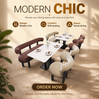 Meubles de restaurant occidental haut de gamme de style crème, ensemble de table et de chaises en métal pour restaurant occidental, hôtel