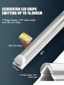 Barre lumineuse <span class=keywords><strong>LED</strong></span> connectable 18w - 100w <span class=keywords><strong>Tube</strong></span> T8 2700K - 6500k Lampes de magasin 2FT/3FT/4FT/5FT/6FT/8FT <span class=keywords><strong>pour</strong></span> <span class=keywords><strong>garage</strong></span>, sous-sol, entrepôt - Product Image 2