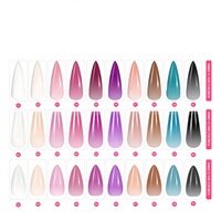 Uñas Postizas Acrílicas Semitransparentes con Diseño de Cobertura Completa, 10 Colores, Estilo Almendrado y Stiletto, para Arte de Uñas DIY