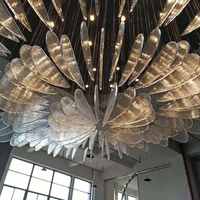 Lustre en verre personnalisé pour hall d'hôtel, design nordique moderne, feuilles de verre, décoration de villa, restaurant, escalier, lampe suspendue