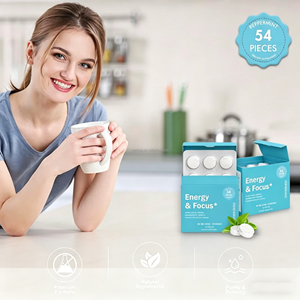 ยาเม็ดเปปเปอร์มินต์เพิ่มพลังงานและสมาธิแบบฉลากส่วนตัว คาเฟอีนธรรมชาติ แอล-ธีอะนีน อาหารเสริมโนโทรปิกแบบเคี้ยวได้ โรงงานรับผลิตแบบ OEM - Product Image 4