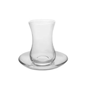 Taza Turca Personalizada para Té Negro, Postre, Pudín, Café, con Plato de Vidrio en Forma de Tulipán - Product Image 1