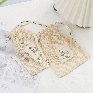Custom Label Logo Cotton Mesh <strong>Drawstring</strong> Candle Gift Bag Natural Mesh Cotton Cosmetic Shopping <strong>Drawstring</strong> <strong>Pouch</strong> With Ribbon - Product Image 4