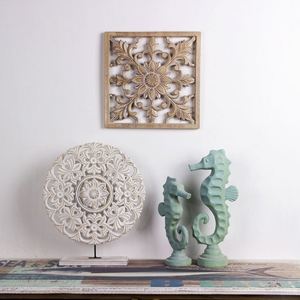 Vente en gros de plaque murale antique décorative faite à la main en MDF sculpté pour décoration rustique - Product Image 5